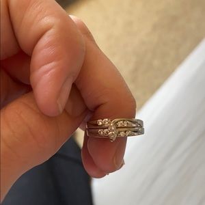 14 karat white gold wedding set.